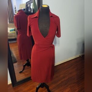 Sexy Red Wrap Dress with Gold Flecks